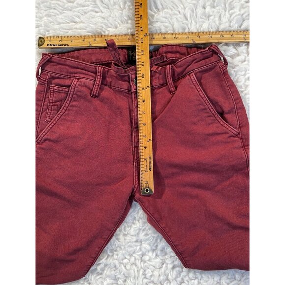 True Religion SportsWear Mens Denim Joggers 31x29 Dark Red Drawstring + Zip - Picture 5 of 10
